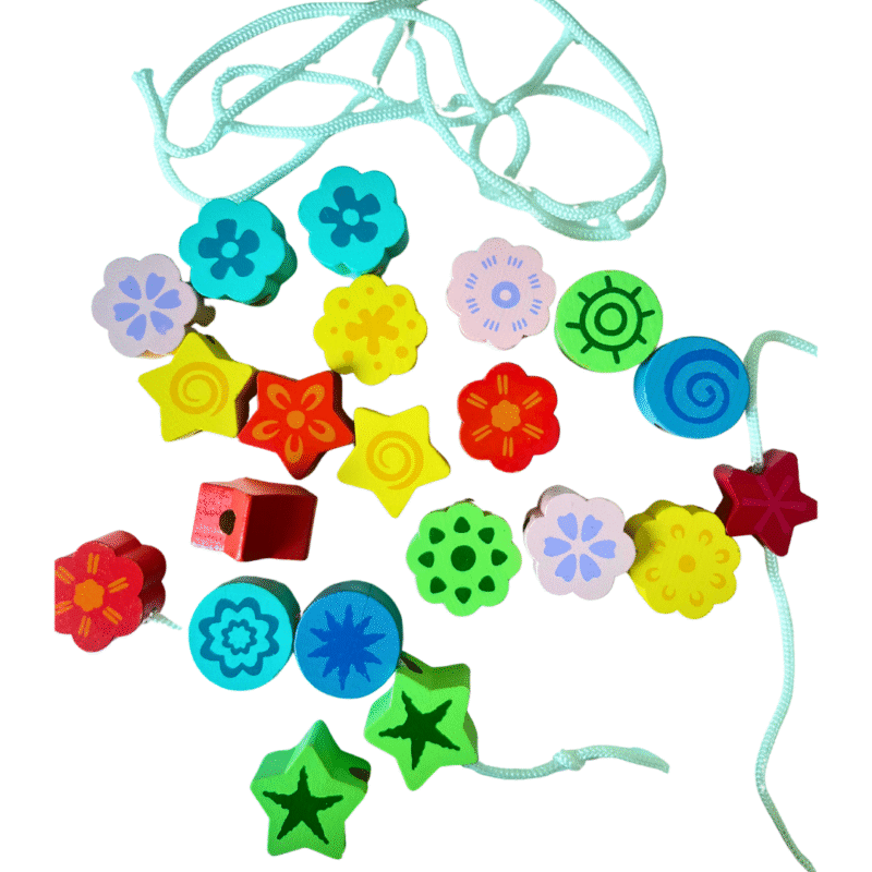 Wooden lacing beads