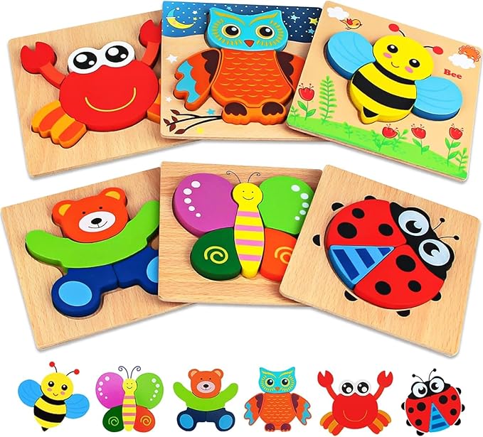 Wooden Animal Puzzles - 6 puzzles