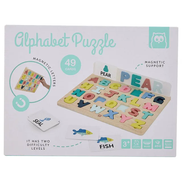 Wooden Magnetic Alphabet Puzzle With Activity Cards