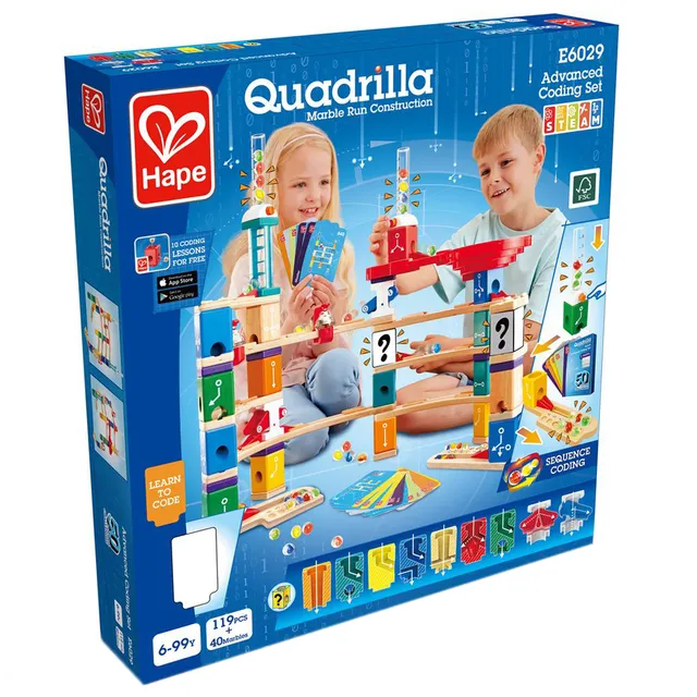 Hape - Quadrilla Advanced Coding Set STEAM Toy - 119pcs With 40 Marbles