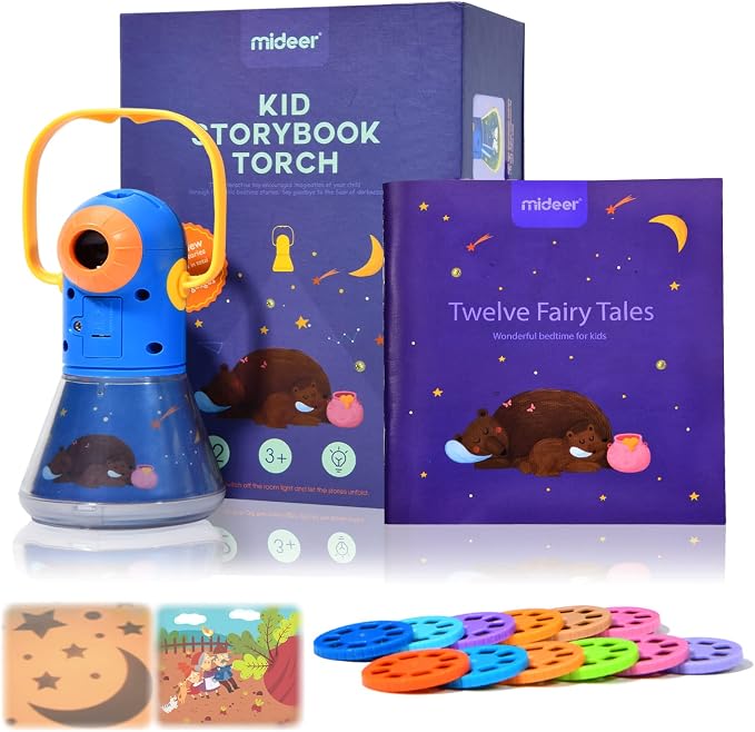 MiDeer Kids Story Projector with 12pcs Story Reels and Flashlight
