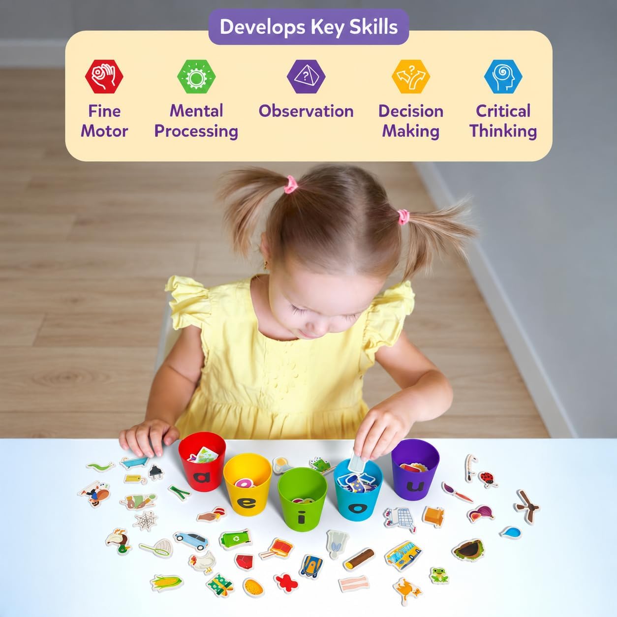 Skillmatics Phonics Sorter – Vowel Sorting & Early Reading, Montessori - Image 4