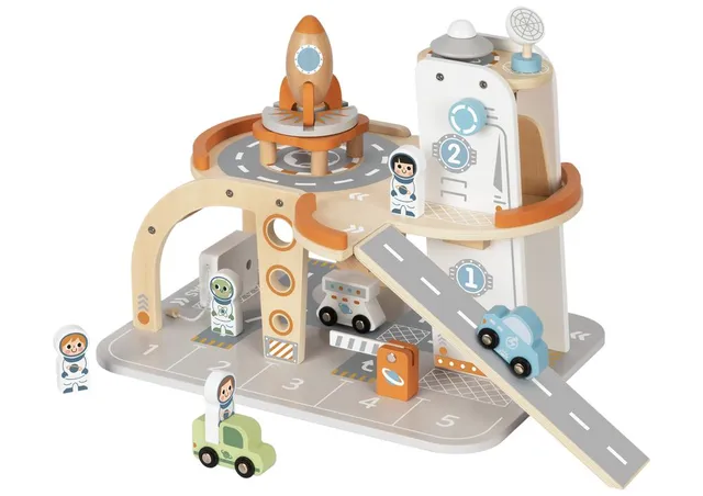 Tooky Toys Space Station Wooden Playset - Multicolor - 14 Pcs